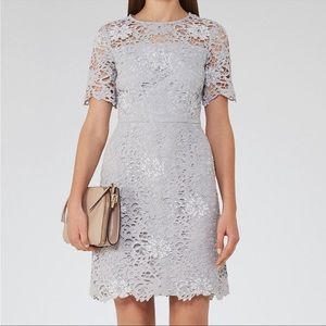 Reiss mini light blue beaded lace dress